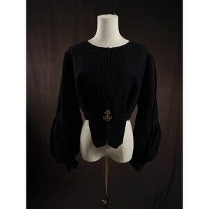 Womens 1800s Rare, Unique Silk Victorian Black Short Jacket w/Nautical Brooch